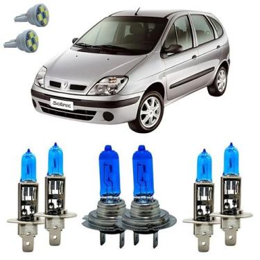 Imagem de Kit Lampadas Super Branca 8500k Scenic 2002 A 2011 + Led T10 - Cinoy/Q
