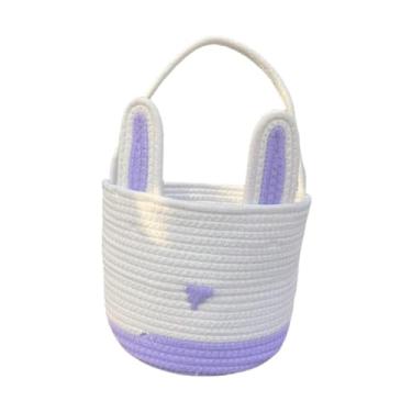 Imagem de Nishiyuenyi Cesto de Páscoa Ovos de Páscoa Bolsa de Tecido à mão Corda para meninos Festa infantil infantil, Roxo