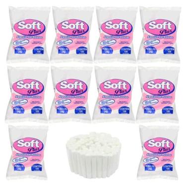 Imagem de Kit Algodão Rolete Dental Com 1000 Unidades Odontológico - SOFT PLUS