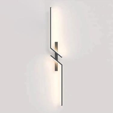 Imagem de HOSETEON Arandela de parede preta, arandela de parede linear, metal minimalista, arandelas de parede de quarto, luzes de parede de fundo de sofá,