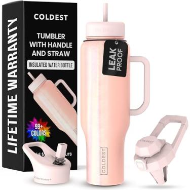 Imagem de Copo The Coldest Water 46 oz Aço Inoxidável Isolamento Triplo com Alça e Canudo, 3 Tampas, Compatível com Porta-Copos