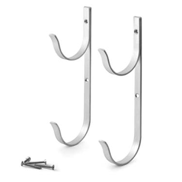 Imagem de Cabides de alumínio para varas de piscina, ganchos ideais para postes telescópicos, ancinhos de folhas, ferramentas de jardim, 2 peças de cabide de mastro de piscina