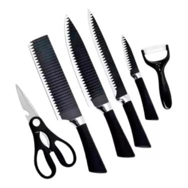 Imagem de Jogo De Facas Inox 6 Peças Cozinha Churrasco B-max Bm-f990 - BMax