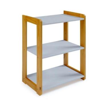 Imagem de Estante para Livros 75x54x30cm Infantil Azul Bebê/Amêndoa - Irmãos Hin