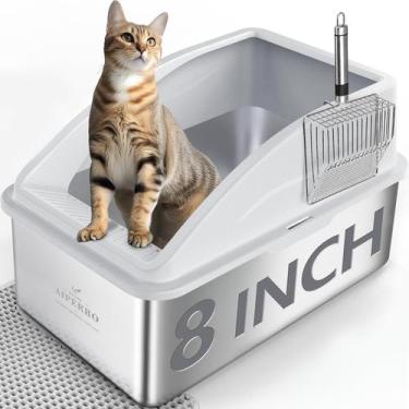 Imagem de Caixa sanitária de aço inoxidável AIPERRO XXL Deep 20L para gatos gran