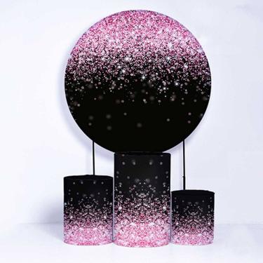 Imagem de Kit Painel de Festa Redondo de 1,80m e Trio de Cilindros Brilho - Fera Print