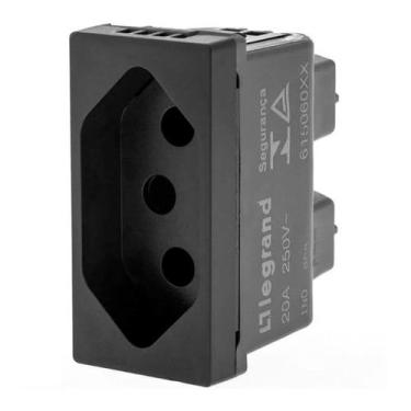 Imagem de Tomada 2P+T 20A 250V B.parafuso 1M Preta 615060PT - Legrand Pial PLUS 