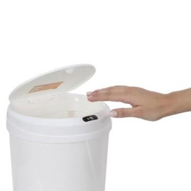 Imagem de Lixeira Automática Redonda 12 Litros Com Sensor Branca - Globalmix