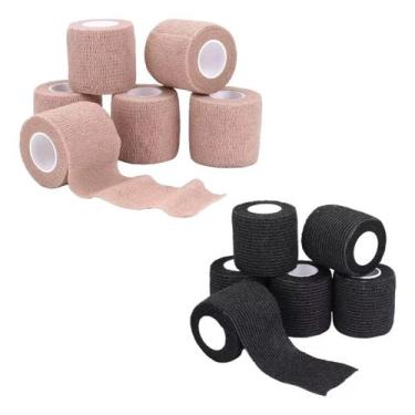 Imagem de Kit 5 Bandagem Elástica Adesiva Flexível Atadura Coban 5cm X 4,5m - Lu