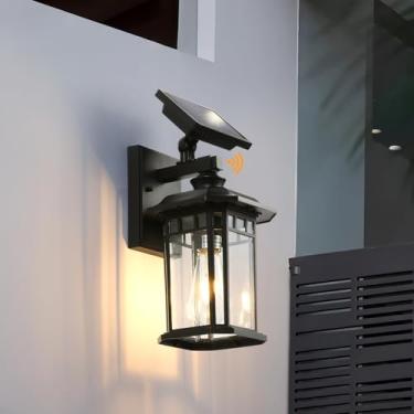 Imagem de FNOESTY Luminária De Parede Solar Para Áreas Externas, Arandelas Varanda Do Anoitecer Ao Amanhecer, Luminárias Externas À Prova D'Água Ip65, Com Fiação Alumínio Preto Fosco Garagem, Quintal E Pátio