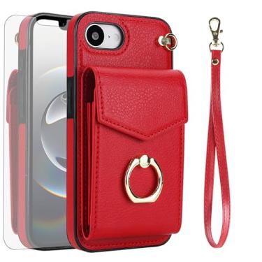 Imagem de Asuwish Capa de telefone para iPhone 16e/SE 2025/SE 4 capa carteira com protetor de tela de vidro temperado e anel de bloqueio RFID porta-cartão celular i Phone16e i16e 16 e SE4 4ª geração 16eCase