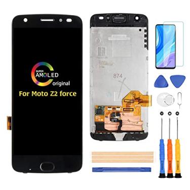 Imagem de A-MIND Substituição de tela para Motorola Moto Z2 Force XT1789 tela LCD de 5,5 polegadas de substituição com moldura, kit de peças de reparo de montagem de painel LCD digitalizador de tela sensível ao