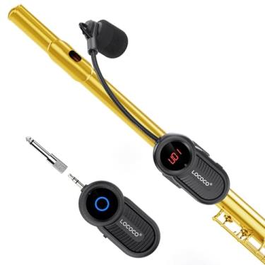 Imagem de Sistema de microfone de flauta sem fio UHF: receptor e transmissor de microfone de instrumentos de música de sopro, alcance de 50 metros com tela digital, para flauta, picolo, clarinete