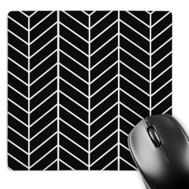 Imagem de 3dRose Padrão espinha de peixe preta - design moderno de penas de flecha branca - Mouse Pad, 8 x 8 polegadas (mp_179813_1)