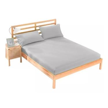 Imagem de Jogo de Cama Box CASAL 3 pcs Lençol de Baixo com Elastico 100% Algodão BRANCO
