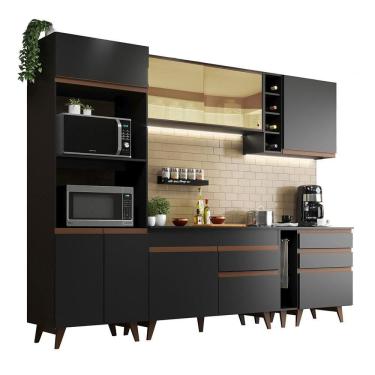 Imagem de Cozinha Completa Reims com Armário e Balcão Preto