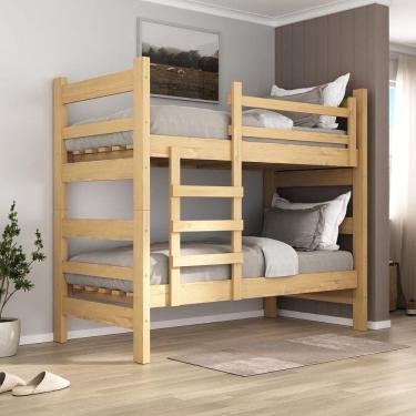 Imagem de Beliche Madeira Maciça Para Colchão 78/88 X 188cm Dubai Multimóveis VCR4137 - Natural