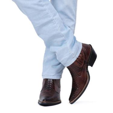 Imagem de Bota Masculina Texana Cano Curto - Couro estampa Anaconda - LOJA RPERO