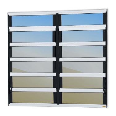 Imagem de Janela De Aluminio Basculante 2 Seções Elite Vidro Reflex 120cm X 120cm Brimak Mix Preto