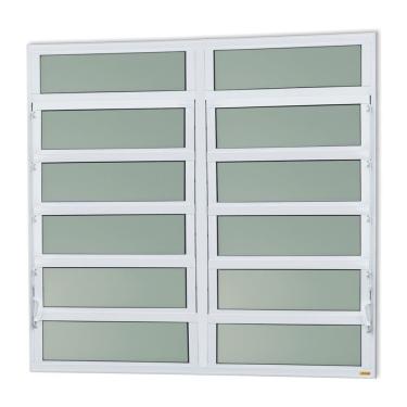 Imagem de Janela De Aluminio Basculante 2 Seções Elite Vidro Boreal 120cm X 120cm Brimak Branco
