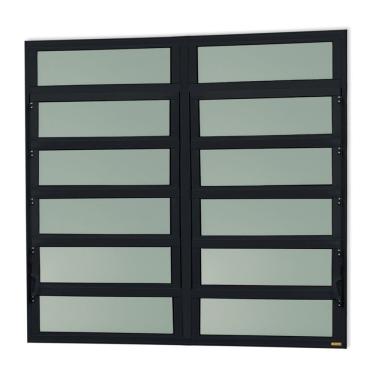 Imagem de Janela De Aluminio Basculante 2 Seções Elite Vidro Boreal 120cm X 200cm Brimak Preto
