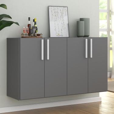 Imagem de Aparador Buffet 4 Portas Suspenso Viena Grafite Branco