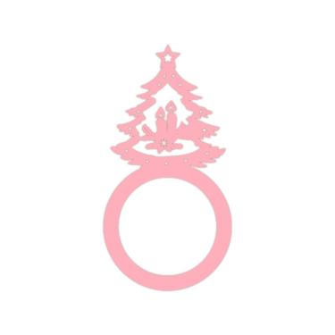 Imagem de Porta Guardanapo árvore De Natal Kit Com 4 Peças 4,5cmx8,5cm - Cria Arte Laser Rosa Claro