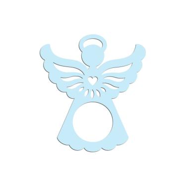 Imagem de Porta Guardanapo Anjinho Kit Com 4 Peças 7cmx8cm - Cria Arte Laser Azul Claro