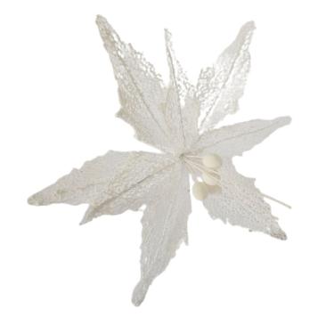 Imagem de Flor Artificial Natalina Poinsétia Branca 50cm 65cm
