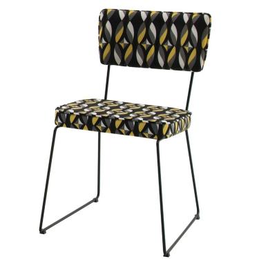 Imagem de Cadeira Roma Daf Móveis Assento E Encosto Em Mdf Com Espuma D28 Suede Colorido Preto Base Aço Preto