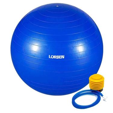 Imagem de Bola De Pilates Yoga Funcional Lorben Com Bomba Suporta Até 150 Kg Azul