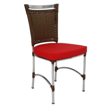 Imagem de Cadeira Em Alumínio E Fibra Sintética Jk Cozinha Edícula Sepia E Vermelho