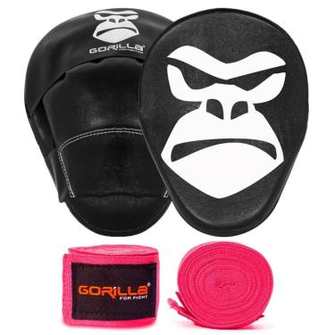 Imagem de Manopla De Foco Soco Boxe + Bandagem Elástica Treino Muay Thai 3 Metros Gorilla-Unissex