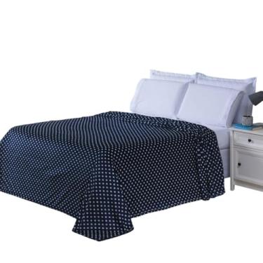 Imagem de Cobertor Manta Flannel Queen 2,20m x 2,40m Anti Alérgica, Estampa de Bolinhas, Super Macia, Confortável, Ideal para Dias Frios, Fácil de Lavar, Secagem Rápida, Toque Aveludado e Suave (Azul)
