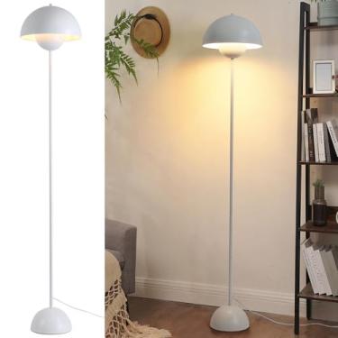 Imagem de INJAK Luminária De Chão Moderna Para Quarto - Luminárias Altas Sala Estar Canto Led Boho Escritório Vintage Industrial Flor Pé Única Meados Do Século (Branca)