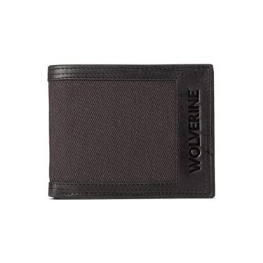 Imagem de WOLVERINE Carteira masculina de lona/couro dobrável, Lona/couro - preto/cinza, tamanho nico
