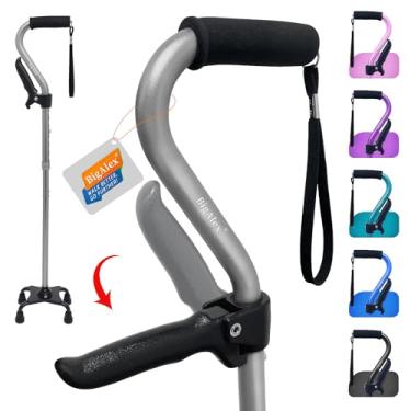 Imagem de BigAlex Bengala Bigalex, Quadrada Ajustável Com Base De 4 Pontas Para Idosos, Alça Elevação Dobrável, Acolchoamento Espuma Homens, Mulheres E Idosos