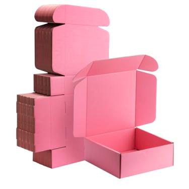 Imagem de Yidomto Caixas De Remessa Pequenas Rosa 10X10X3 - Pacote Com 25 Papelão Ondulado Para Embalagem, Correspondência, Presente, Resistente, Reciclável, Suprimentos Comerciais Perfeitos, Comércio Eletrôn