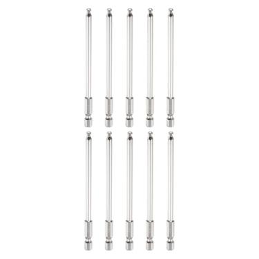 Imagem de HARFINGTON 10 peças de pontas esféricas hexagonais H4 (4 mm) cabeça 1/10.2 cm haste sextavada 100 mm (4") de comprimento magnético S2 aço métrico chave de fenda chave de broca soquete ferramenta