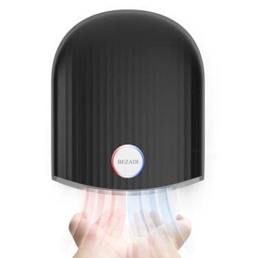 Imagem de BEZADI Secador de mãos comercial 1200W, vento quente e frio de alta velocidade, montado na parede, secador de mãos automático para casa, banheiro, indústria - 110V, preto, material ABS