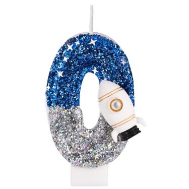 Imagem de Vela Aniversário Nave Espacial, Decorações de Aniversário Astronauta Espacial Vela Brilhante com Número de Astronauta Decorações Bolo no Espaço Sideral para Festa Temática (0)