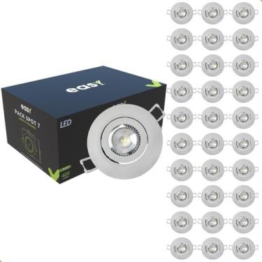 Imagem de Kit 30 Spot Led Embutir 7w 3000k Branco Quente 9cm Bivolt Ip20 Redondo