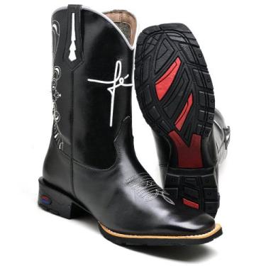 Imagem de Bota Country Texana Masculina Couro Legítimo Bordado Fé Fakcini - 2508