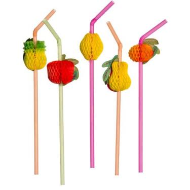 Imagem de 300 Canudo Decorativo Frutas Colorido - AAZ, Colorido