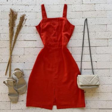 Imagem de Vestido midi alfaiataria com botões e fenda - Magalu 