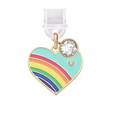 Imagem de ELISE & FONDA Porta de carregamento tipo C TP690, plugue antipoeira, pequeno coração de amor com pingente de celular arco-íris para iPhone 15/16/Samsung/OnePlus/Xiaomi/oppo telefones Android (azul)