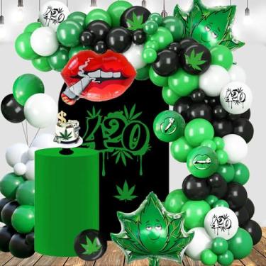Imagem de Generic Kit De Arco Guirlanda Balões Maconha Com 119 Peças, 420 Decorações Festa, Lábios, Folha Mylar Para Suprimentos