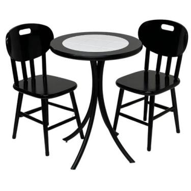 Imagem de Conjunto de Bistrô  Mosaico Branco baixo com 2 cadeiras - DG Móveis - 