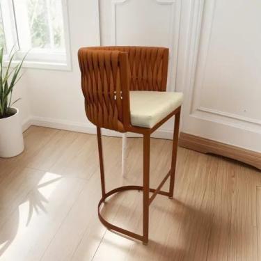 Imagem de Banqueta Alta Para Balcão De Alumínio E Tricô Náutico - Universe