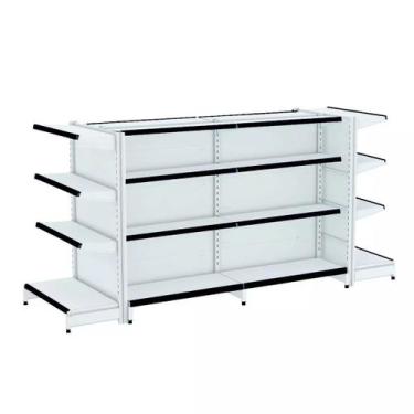 Imagem de Gondola Centro 137 Fit Ate 2 Metros 2 Ponta Branco 24b Pe Preto - AMAP